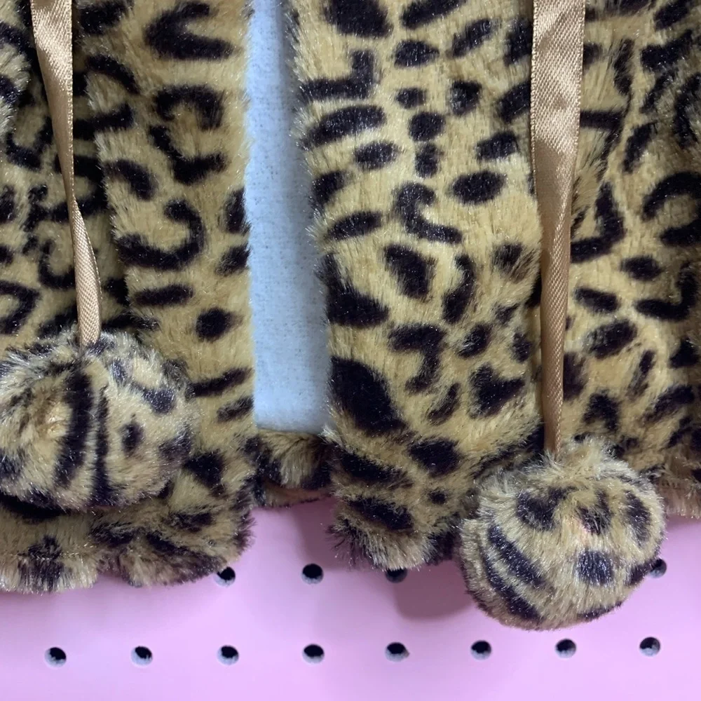 Boutique Leopard Print FauxFur Jacket 3T Girls Cropped Coat Animal Print Toddler